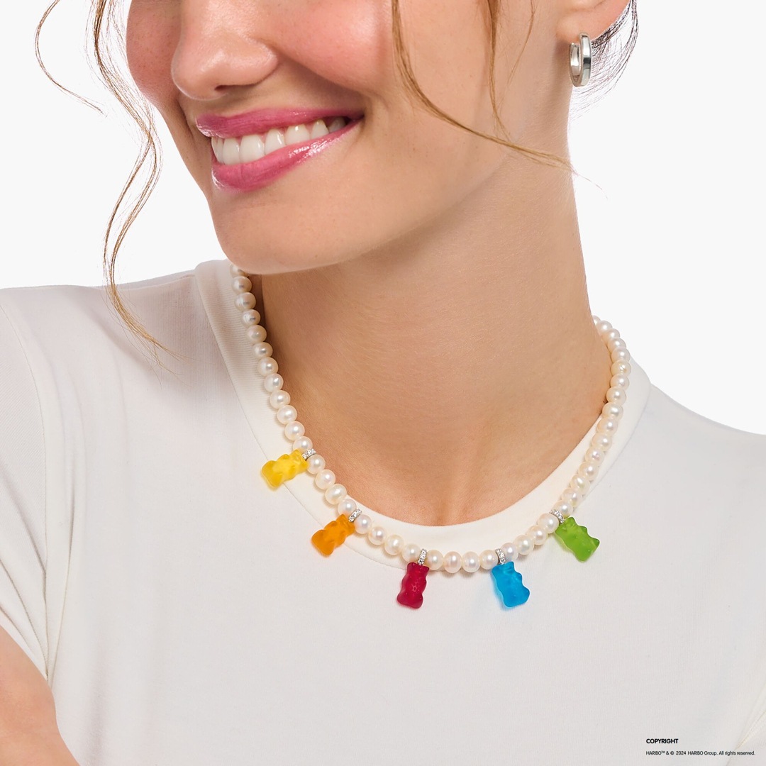 Thomas Sabo x HARIBO Perlenkette mit 5 bunten Goldbären Silber