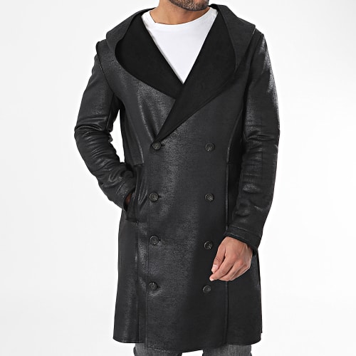Veste Boutonnée Capuche Noir