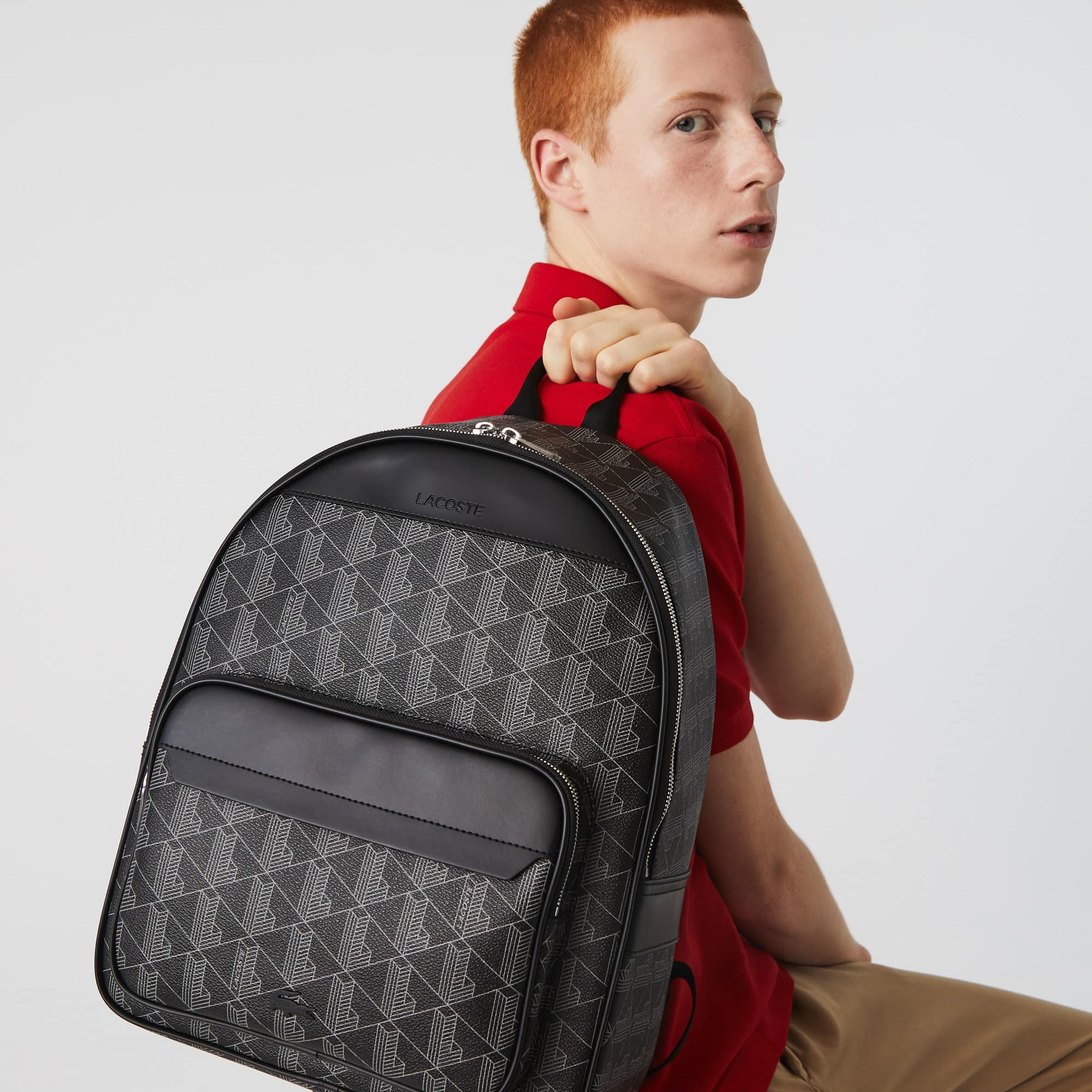 Sac à dos The Blend en toile monogramme Sacs à dos - Noir - Lacoste - Homme
