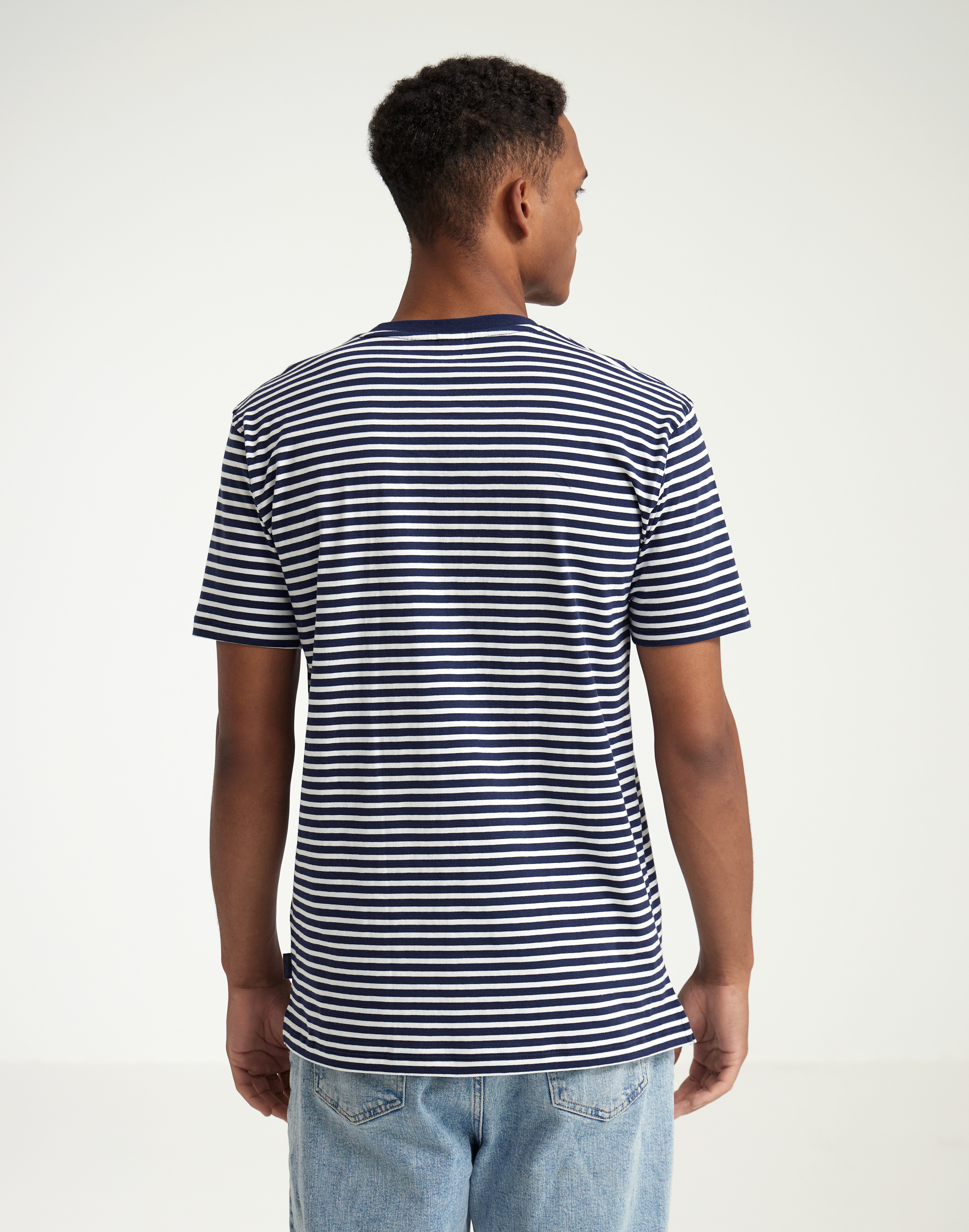 T-shirt van katoen voor heren in Wit/navy