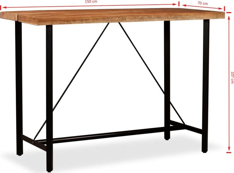 VidaXL Bartafel 150x70x107 cm - Massief Acaciahout