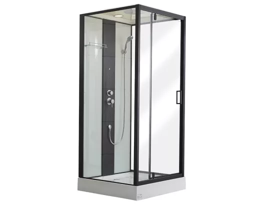 Cabine de douche hydromassante - 2 zones de jets de massage - L90 x P90 x H215 cm - pluie tropicale et douchette - PRIMEA