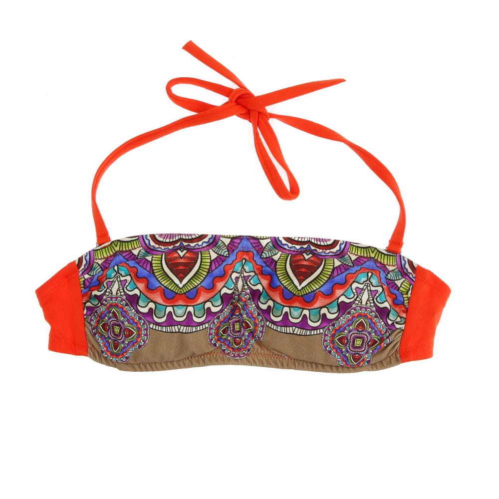 Nana Cara Haut de Bikini Bandeau Orange/Motif Femme Nana Cara Kenya