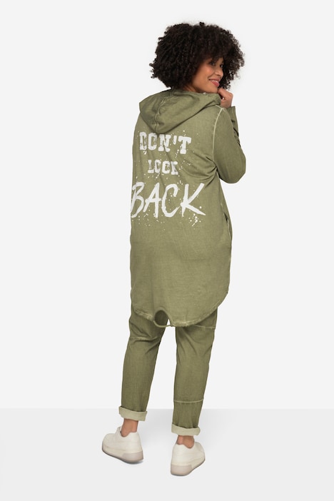 Hoodie-Jacke, oversized, cold dyed Sweat, Kapuze, Rückenprint, Langarm
