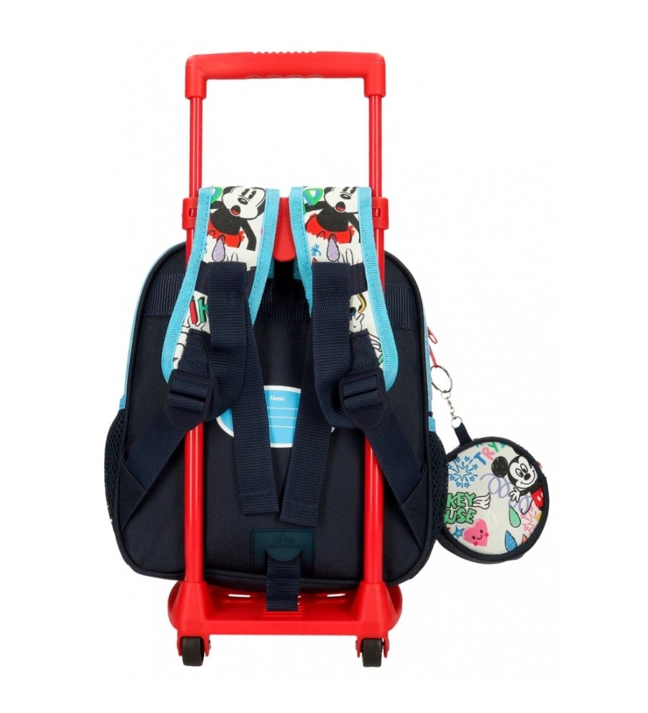 Mochila Infantil Disney Mickey Be Cool com Rodinhas - Azul