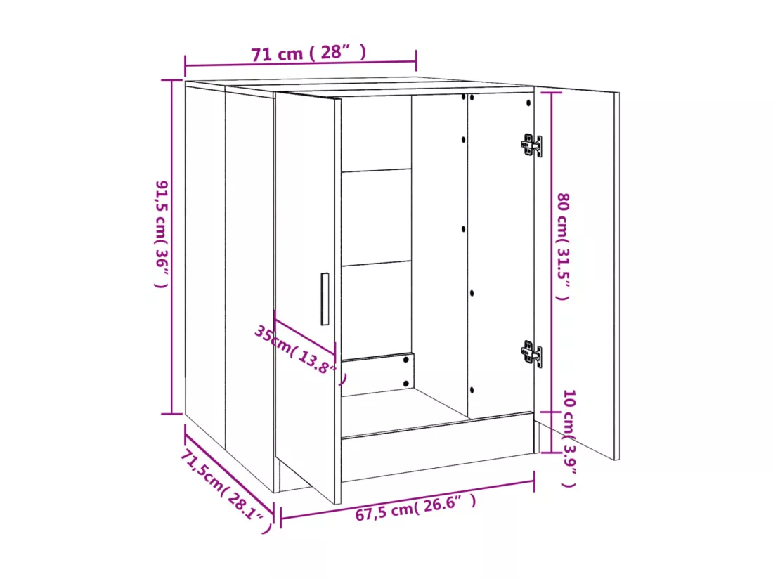 Meuble pour machine à laver Noir 71x71,5x91,5 cm