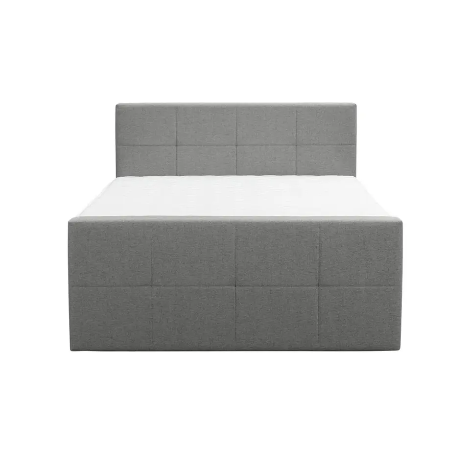 Boxspring met voetbord Liv geblokt - lichtgrijs - 160x200 cm - slanke poot