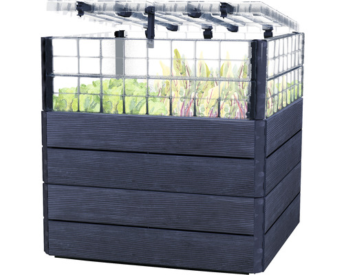 Klassieke verhoogde tuinbak GARANTIA Ergo Quadro Turbo Plus L 80 incl. Flora waterbesparend systeem 80 x 80 x 80 cm hout