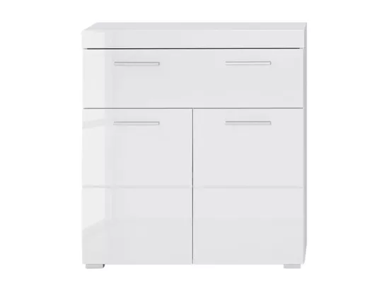 Meuble bas de salle de bain 2 portes 1 tiroir blanc brillant Kelia 73cm