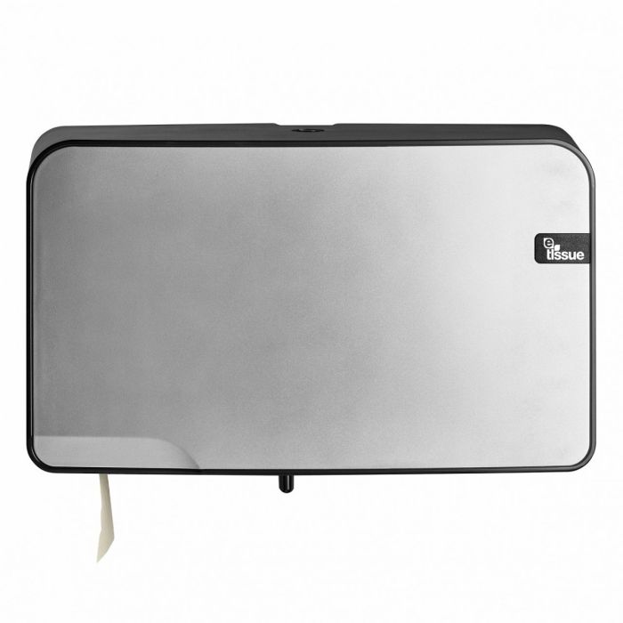 Dispenser voor mini jumbo wc rol houder toiletpapier E-Tissue Silver Duo mini Jumbo Toiletrolhouder (447097)