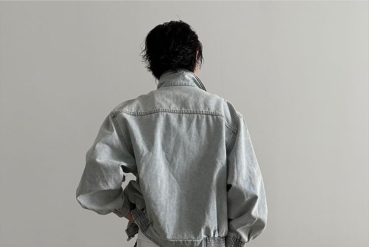 Nahagin - Gewassen denim jack met rits