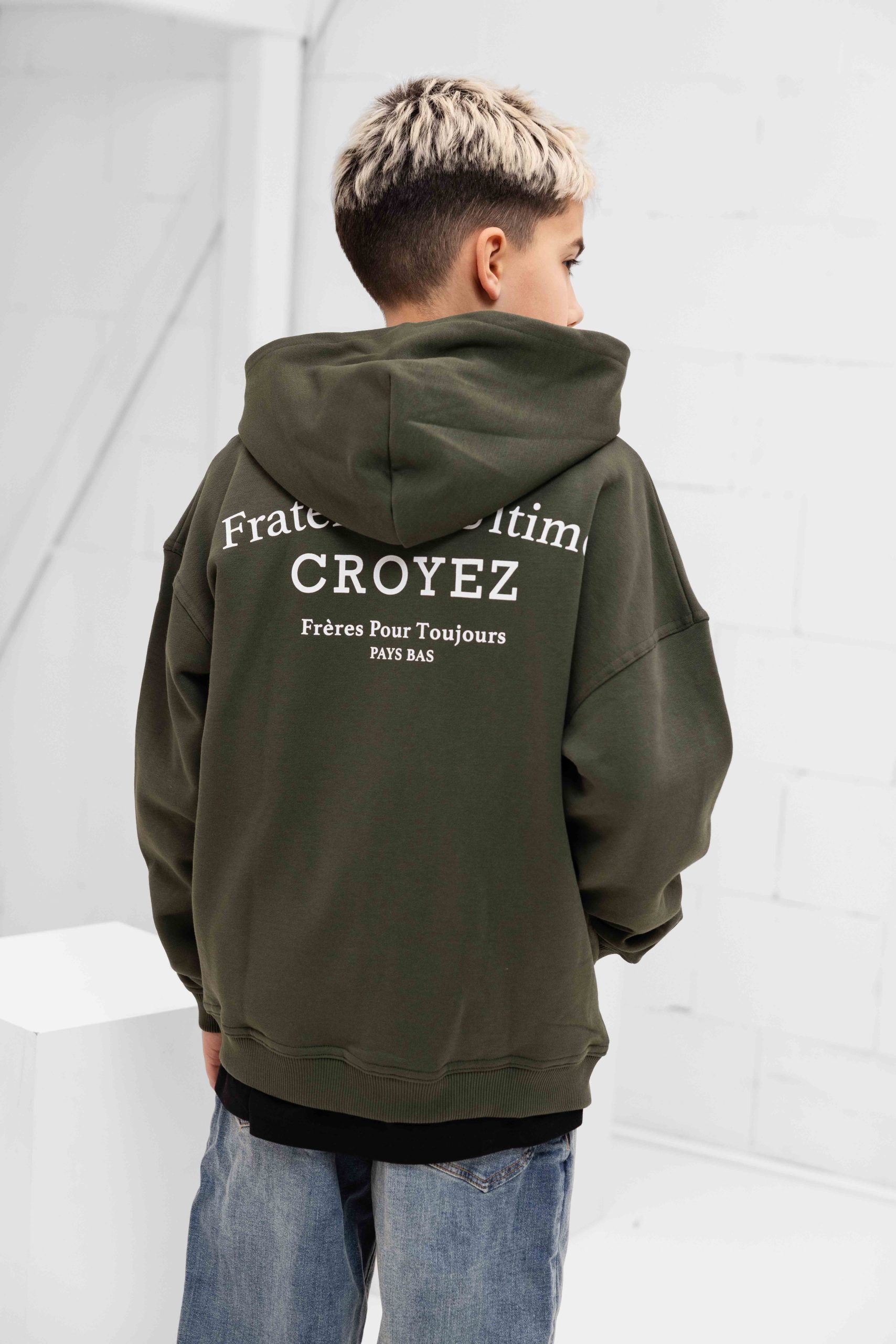 Croyez Fraternité Zip Hoodie Kids Donkergroen