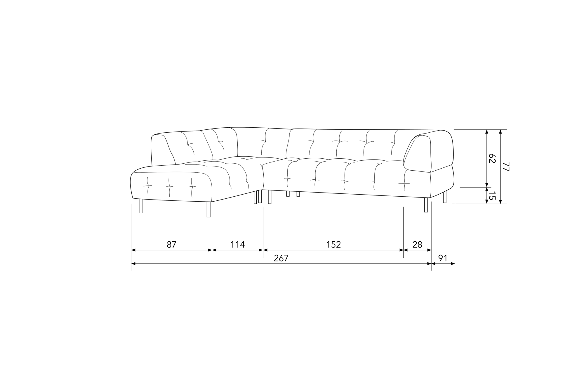 Hoekbank Lloyd links gewassen fluweel Hoekbank links gewassen fluweel Lloyd - Cinnamon