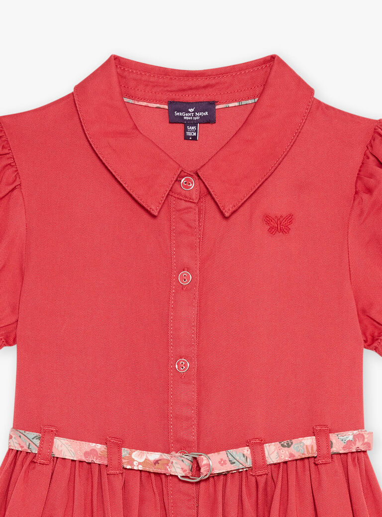 Robe chemise rouge ceinturée