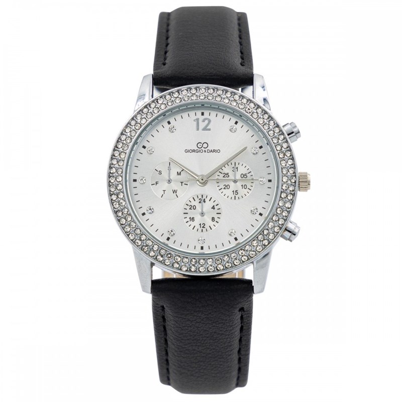 Coffret montre Femme GIORGIO bracelet Cuir Noir