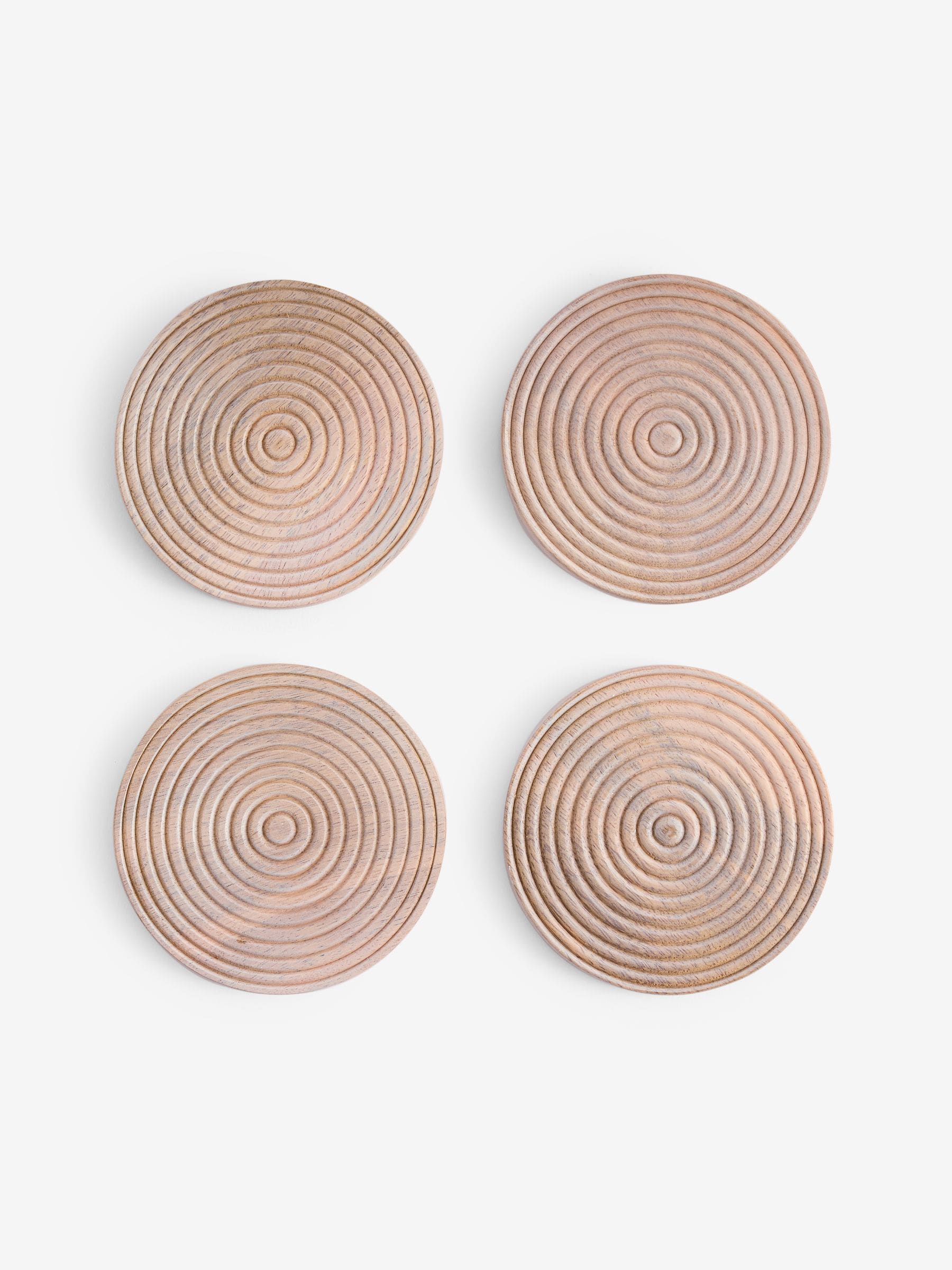 Set of 4 Bronx Etched Wooden Coasters