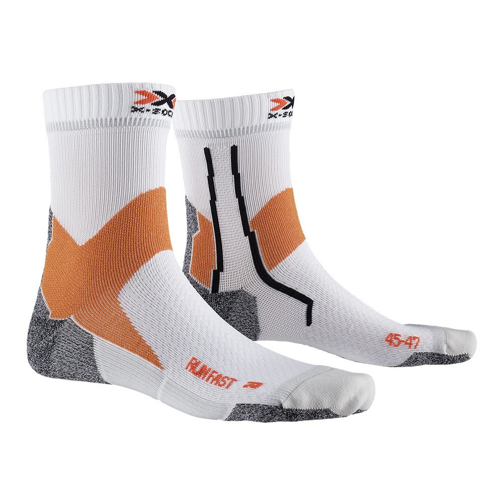 X-Socks RUN FAST - Chaussettes Homme arctic white/sunset orange