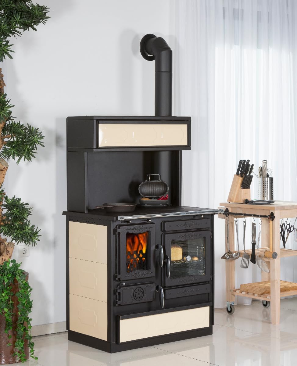GlobeFire Küchenofen Alhena Créme Anschluss rechts | 7 kW