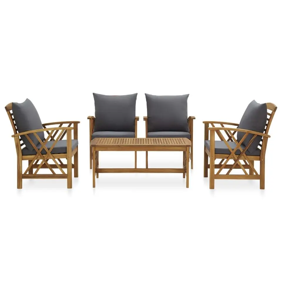 vidaXL - Loungeset - Grijs - Hout