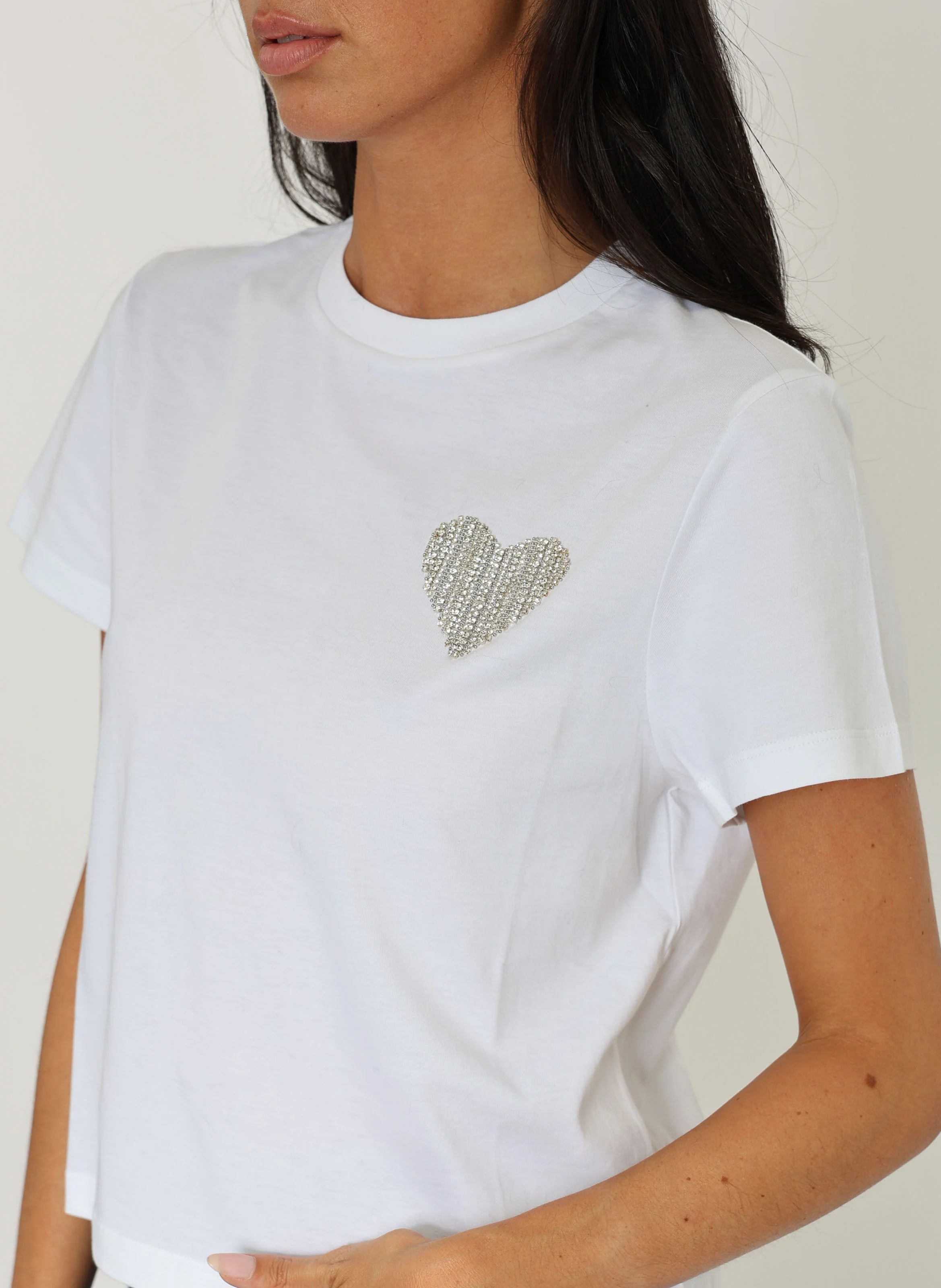 LUNA - Tee-shirt droit col rond en coton | Blanc