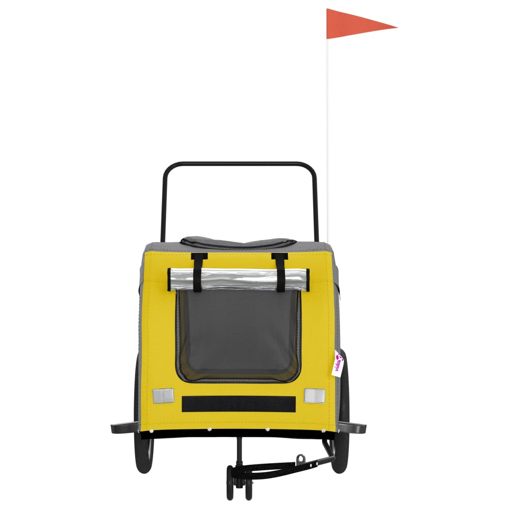 Reboque para bicicleta para cães vidaXL, ferro, tecido Oxford, amarelo, cinza