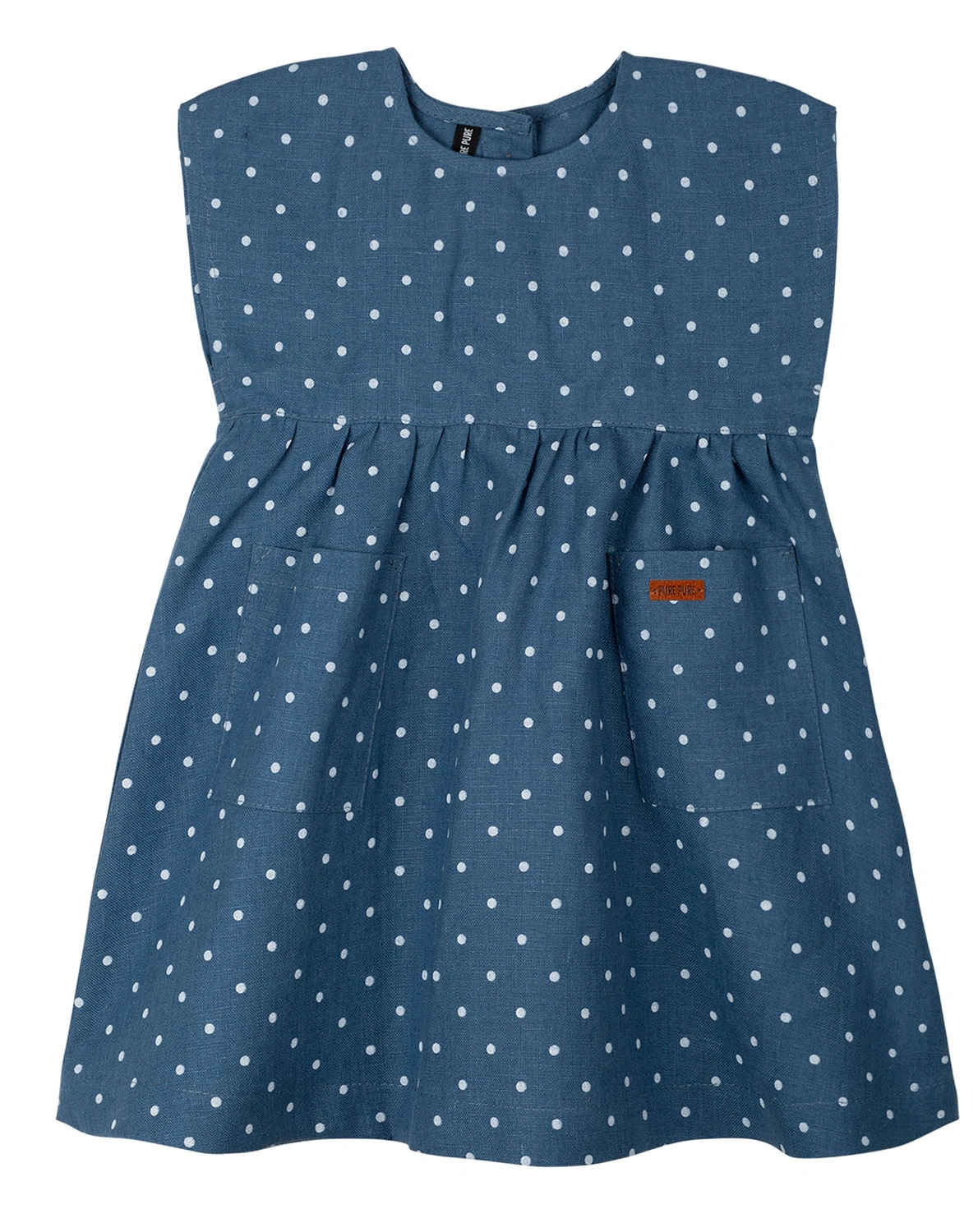 Leinen-Kleid DOTS in steelblue
