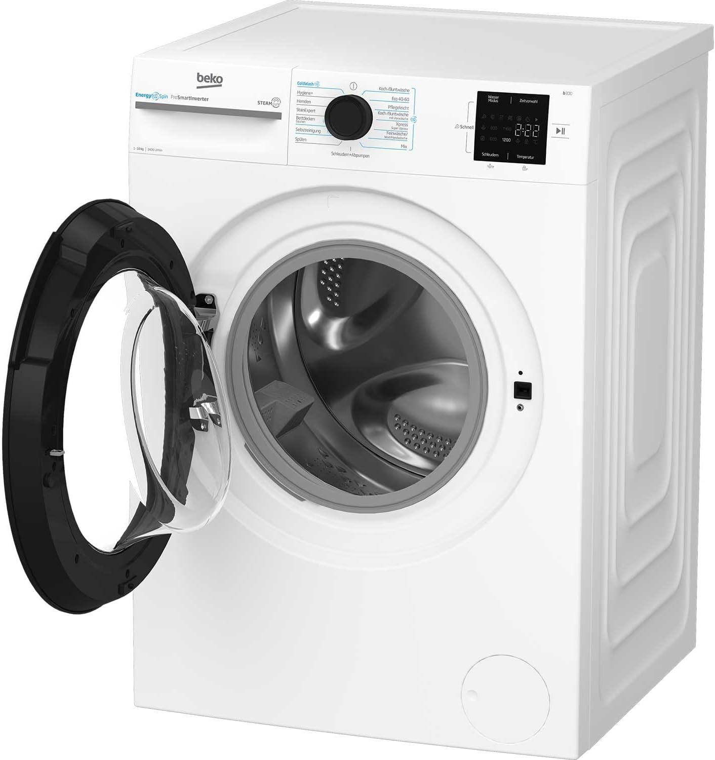 Beko BM3WFU31041X freistehende Waschmaschine, Waschvollautomat, 10 kg, EnergySpin, Schleuderwahl 1400 U/min, Hygiene+ allergikergeeignet, Coldwash Wasser-& Zeitersparnis, Weiß