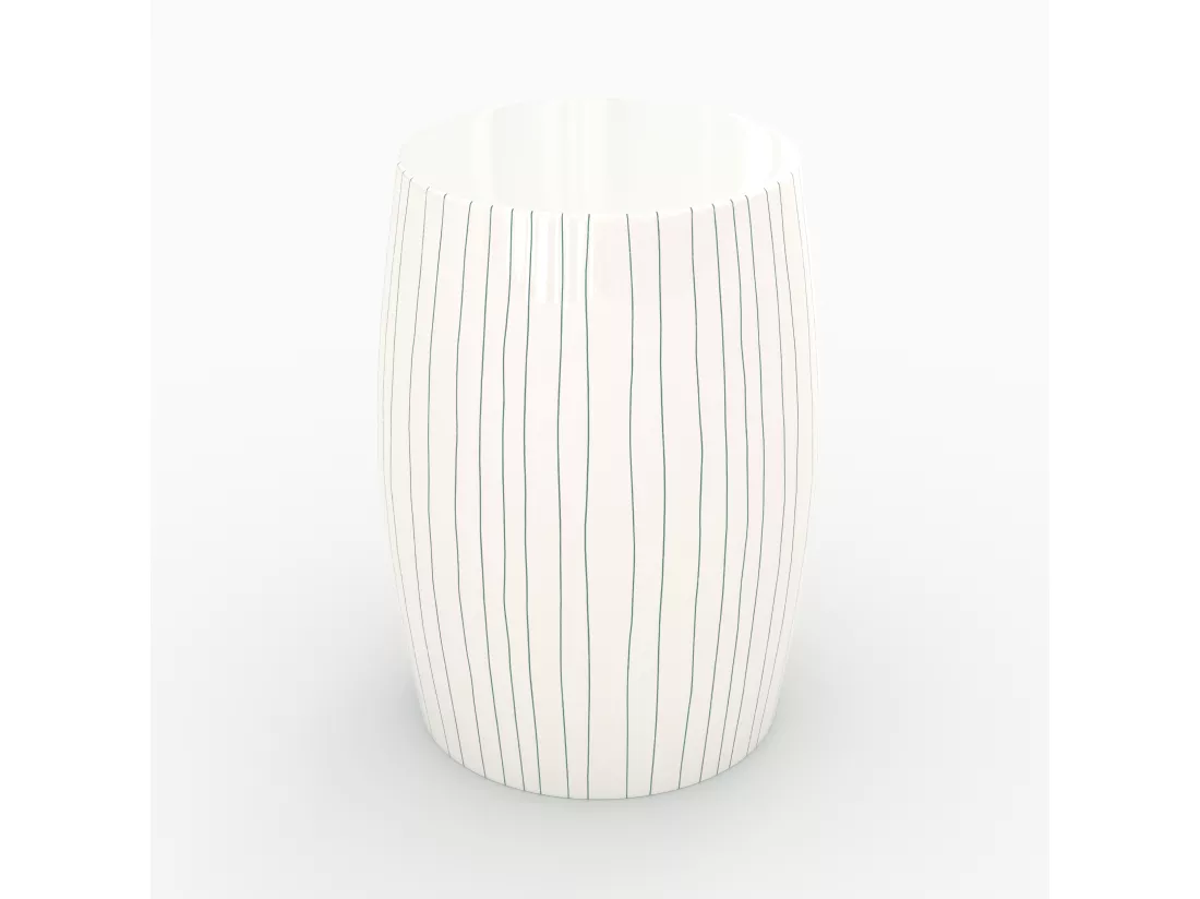 Table d'appoint ronde en métal blanc rayé D26 cm - Nello