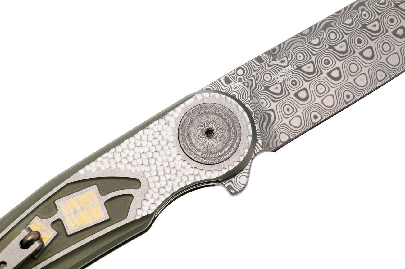 CRKT Fortuitous 4015 Rose Damasteel, Green Titanium, zakmes, Michael Walker design