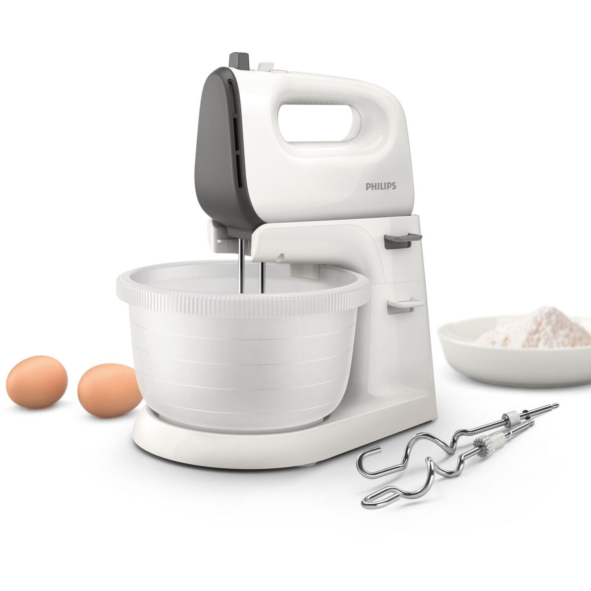 HR3745/00 Håndmixer med skål, Grå/hvit