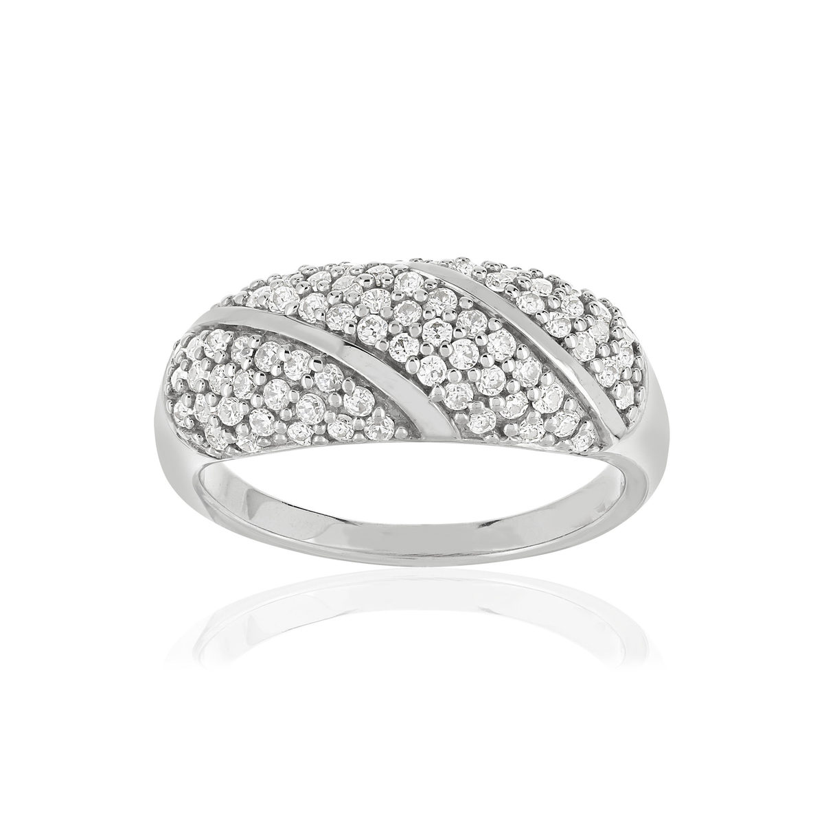 Bague argent 925 bombée zirconias