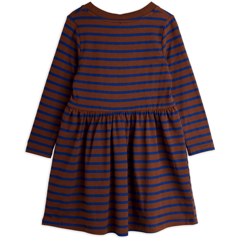 Køb Mini Rodini Brown Stripe Bird Patch Ls Kjole