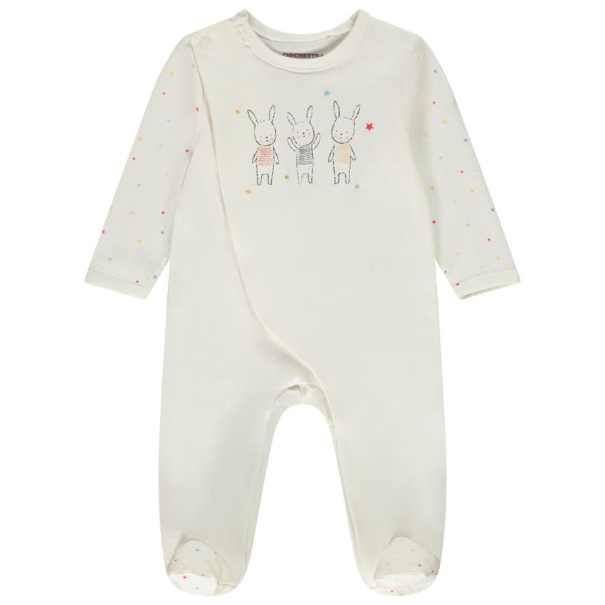 Dors-bien en jersey avec print lapins pour bébé garçon - Ecru
