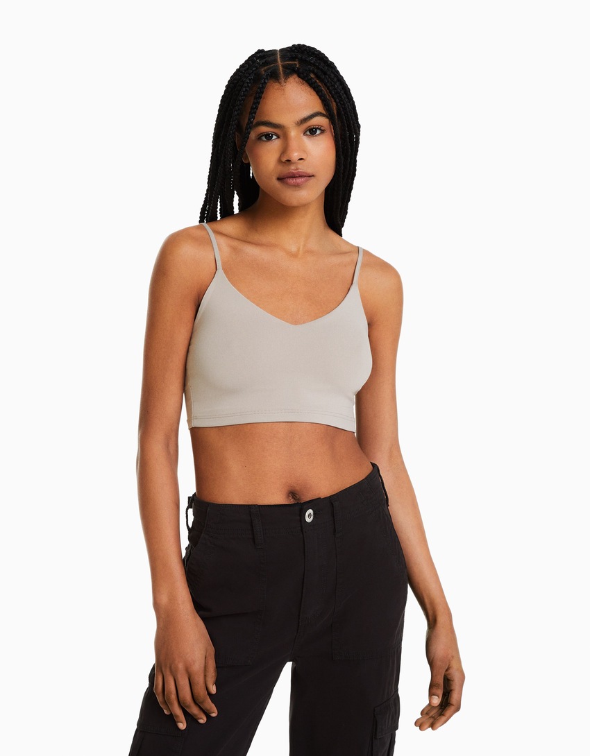 Top cropped de alças finas