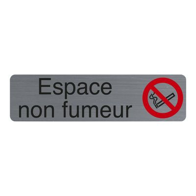 Exacompta - Plaque de signalisation Espace non fumeurs - 165 x 44 mm - aluminium brossé