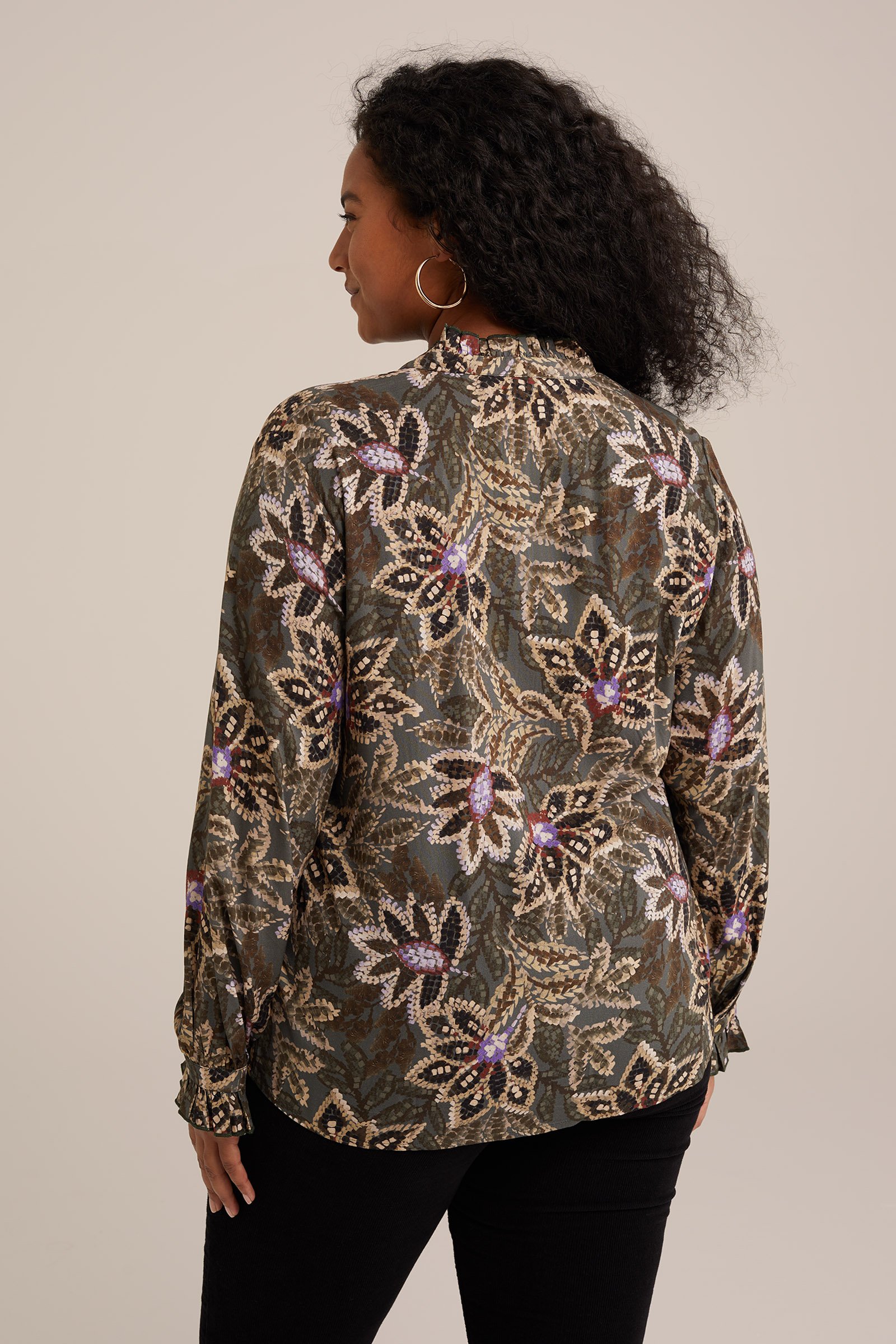 blouse met dessin - Curve WE Fashion Groen
