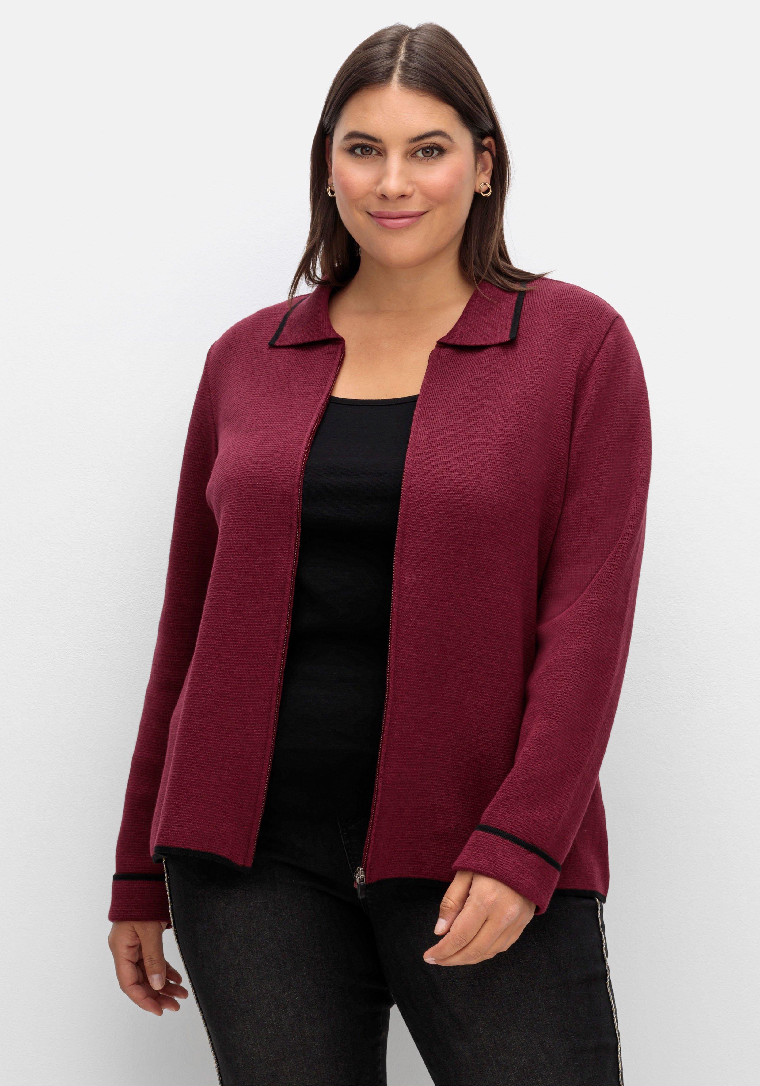 Strickjacke mit Polokragen und Reißverschluss
