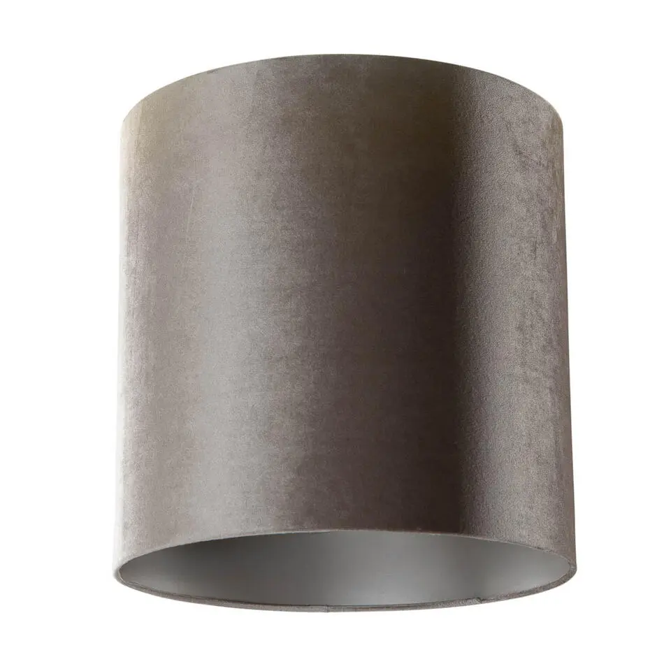Qazqa lampenkappen cilinder velours taupe