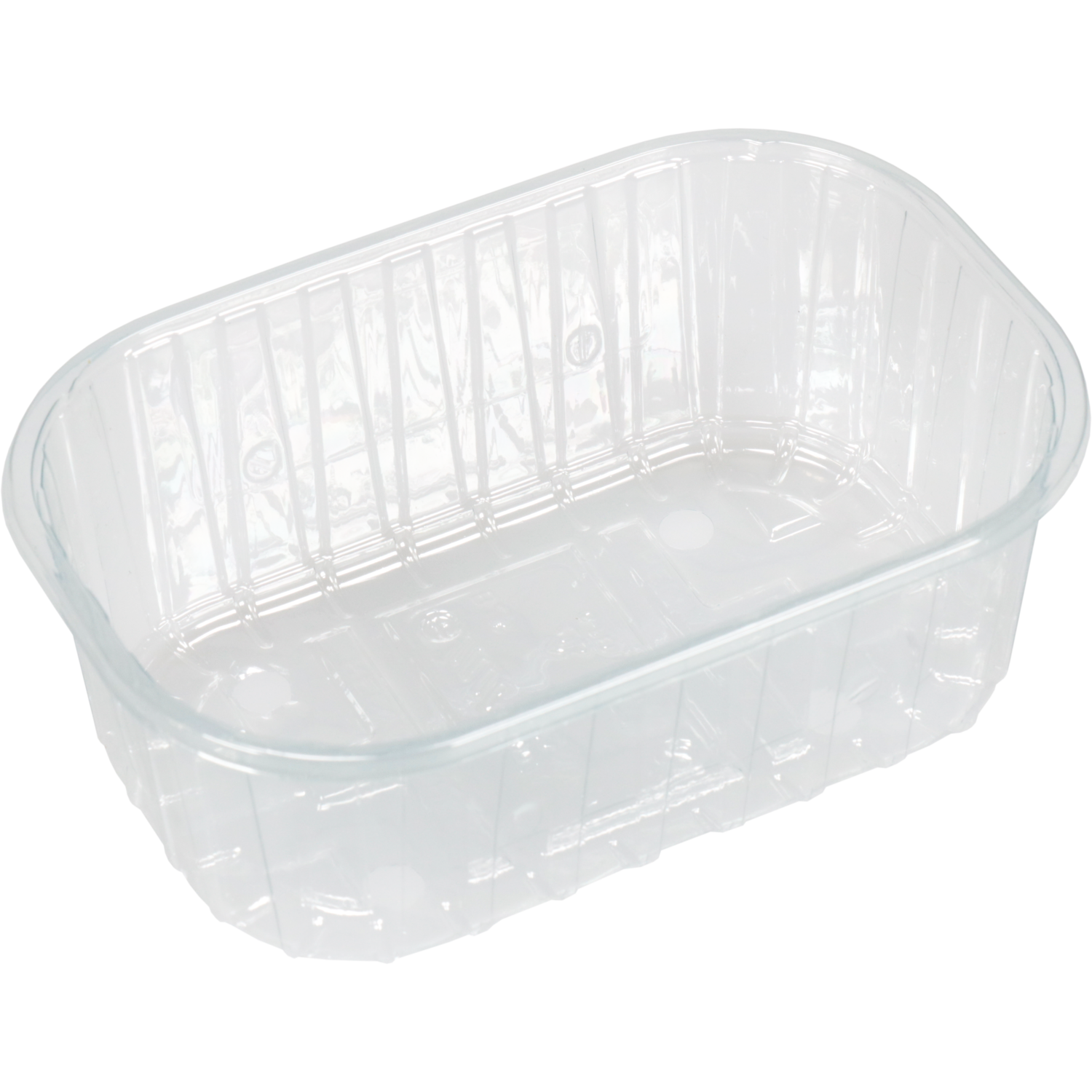 Schaal, aardbeien, gerecycled PET, rechthoekig, 250ml, 142x94x52mm, transparant