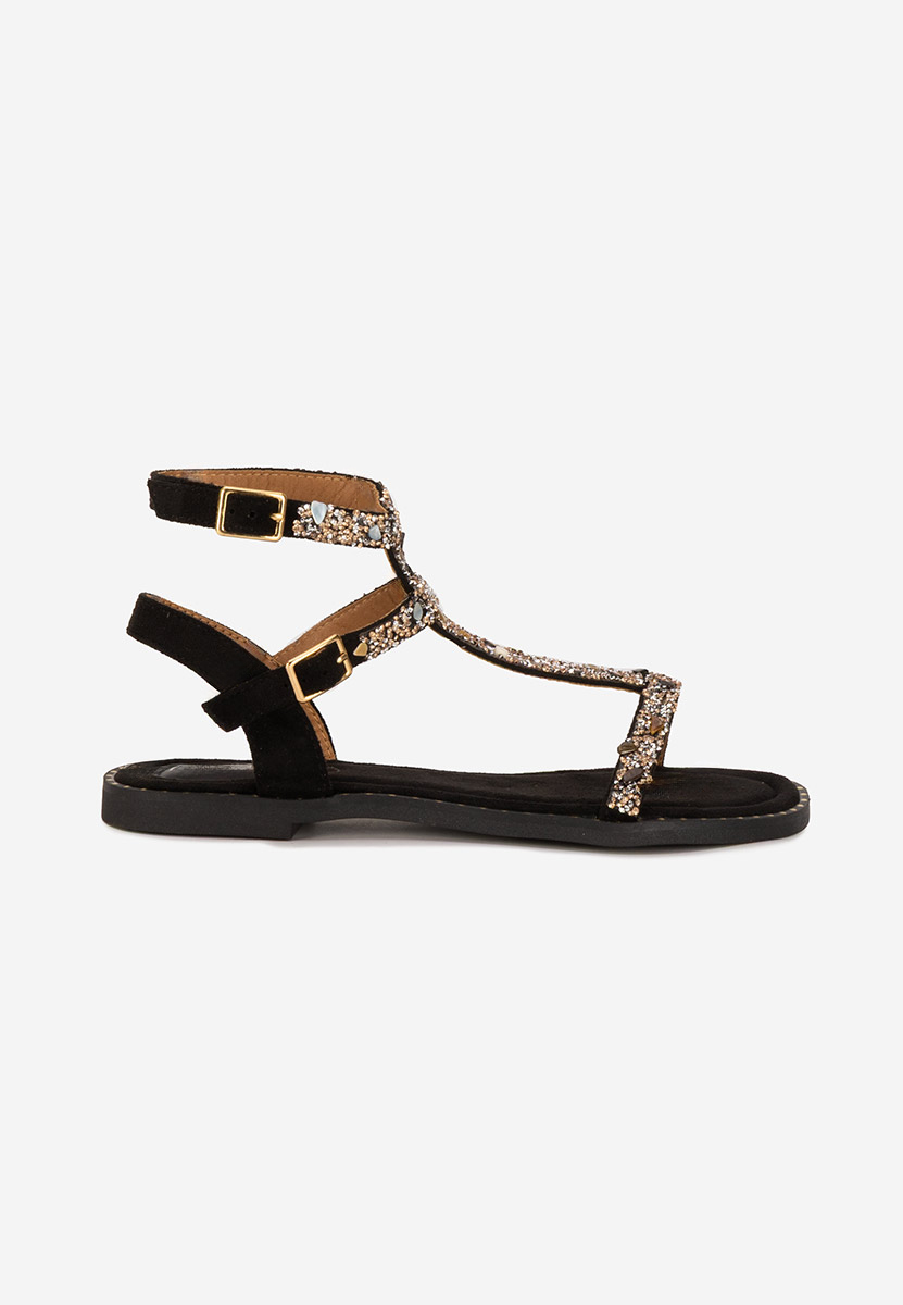 Sandales femme sans talon noires Medinia