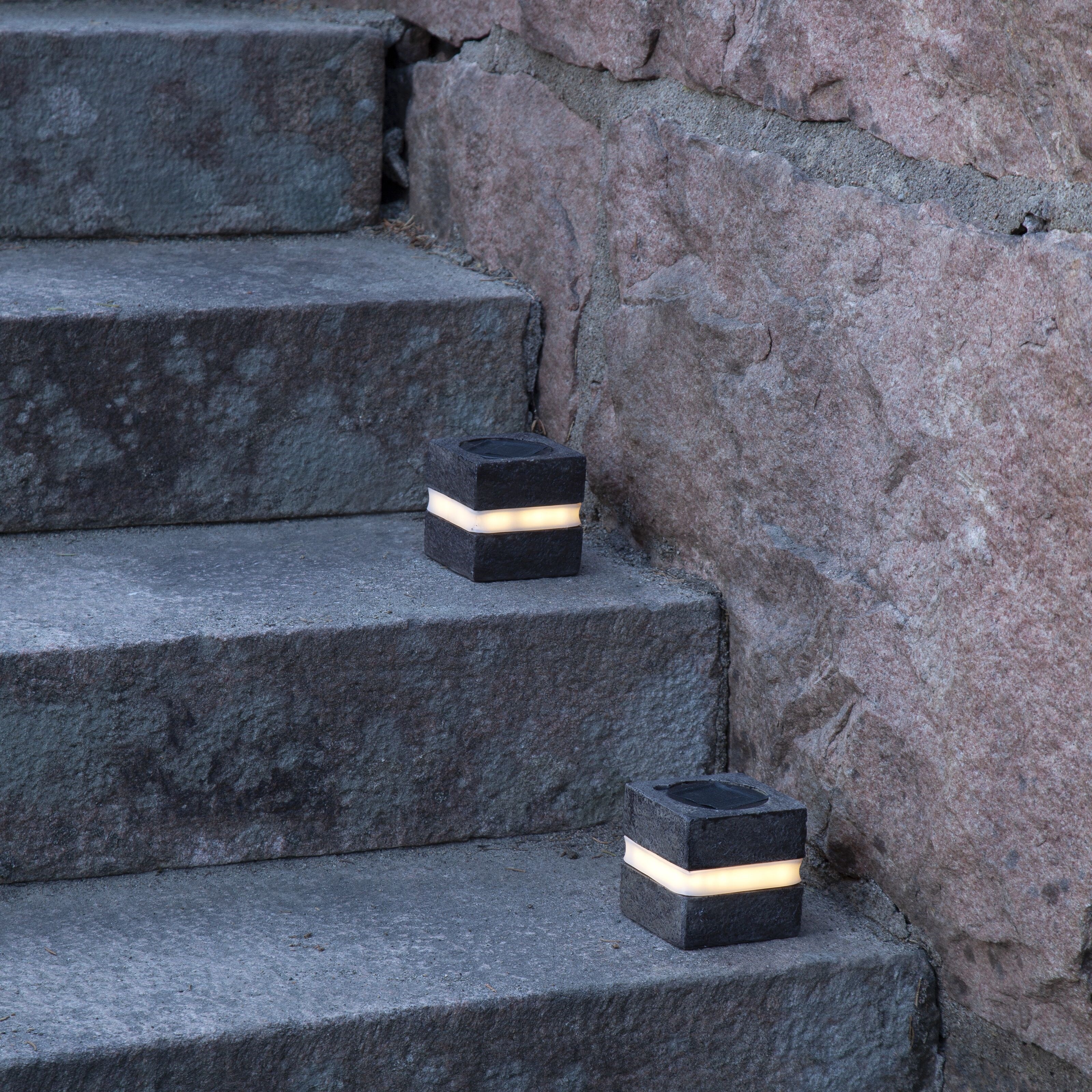 Star Trading Stonecube Hagesbelysning med solceller 2-pk.
