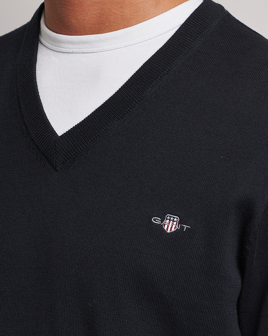 GANT Classic Cotton V-Neck Black