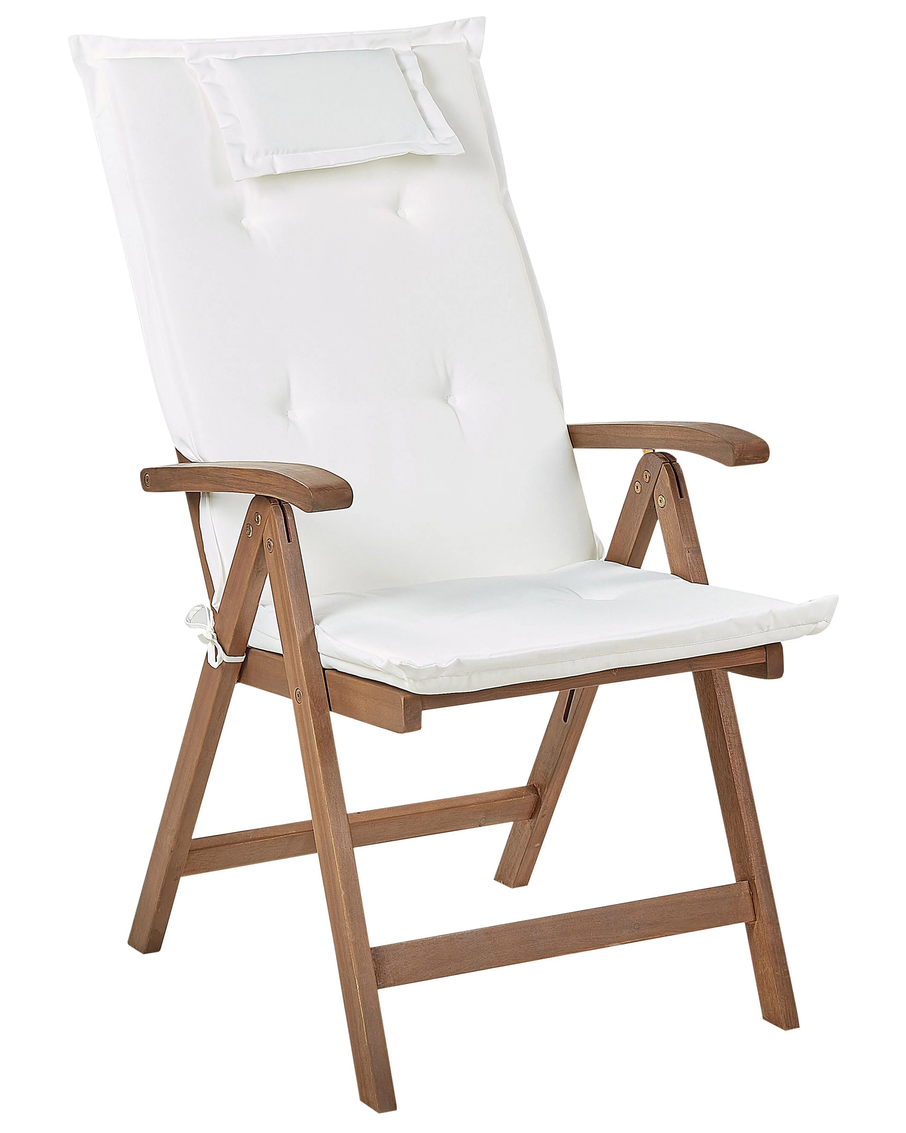 Set van 2 stoelen met zitkussen AMANTEA Acaciahout Gebroken wit