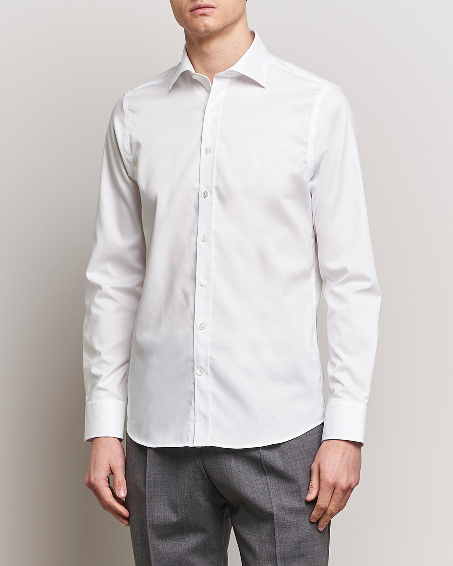 Oscar Jacobson Slim Fit Cut Away Non Iron Twill Optical White