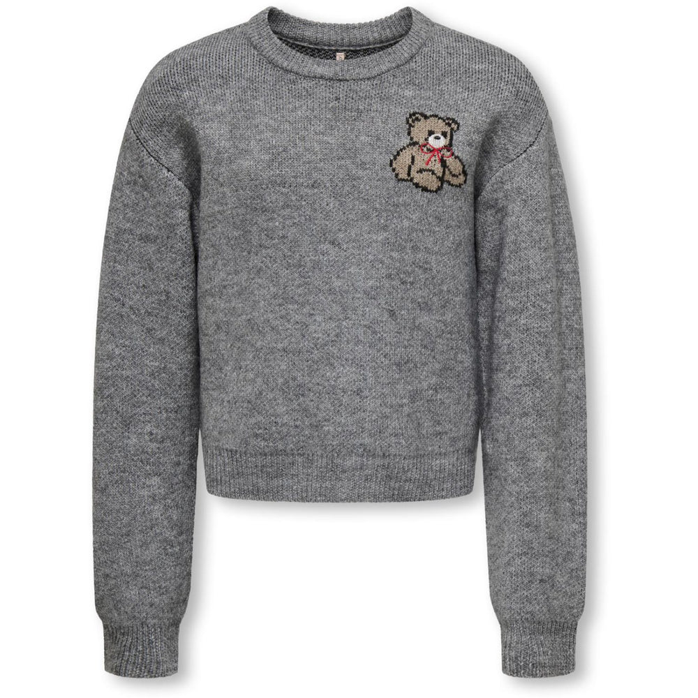 Køb kids ONLY Medium Grey Melange Teddy Kogteddy L/S Pullover Knt Noos