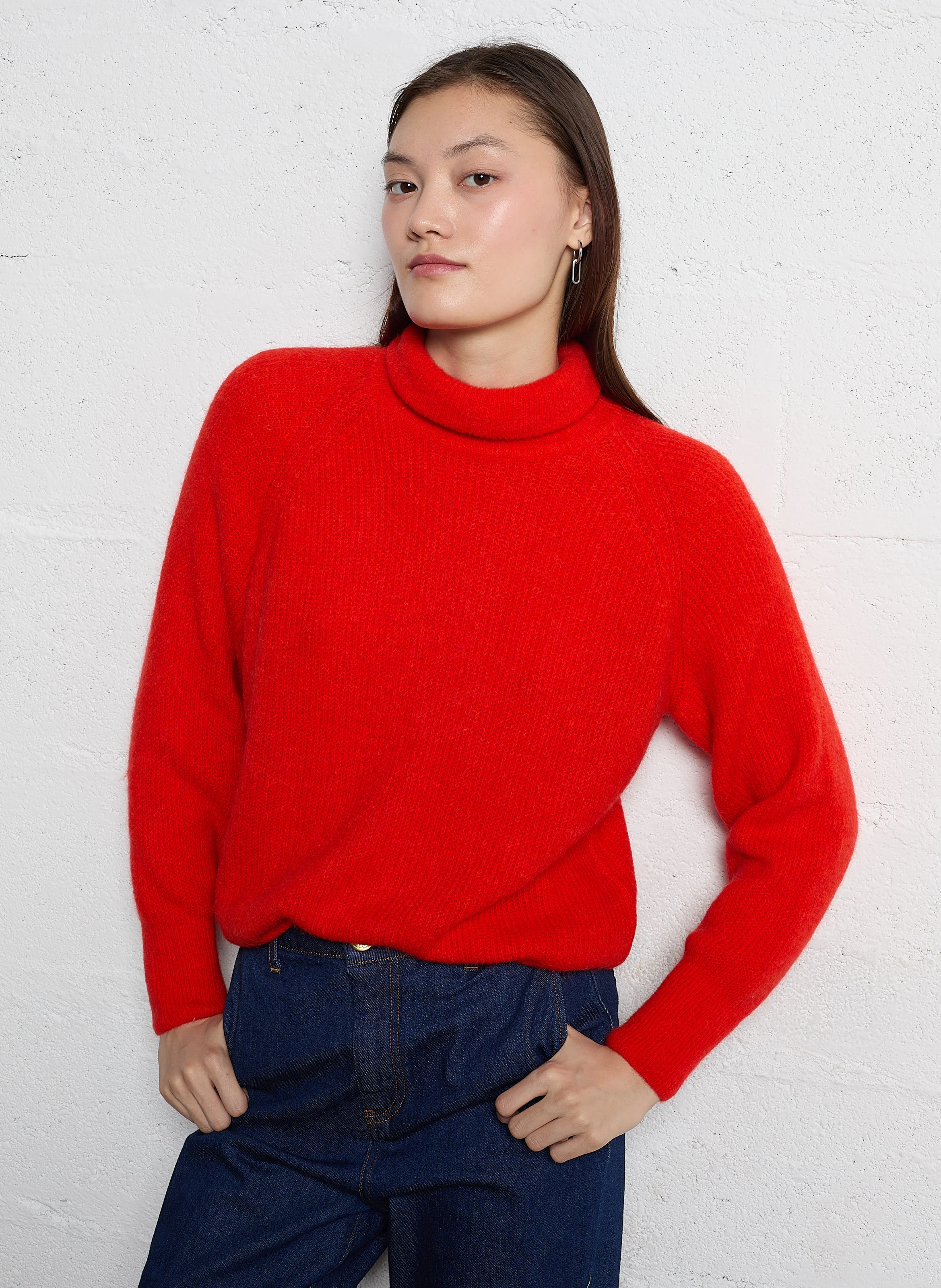 MONA - Pull ample à col roulé| Rouge