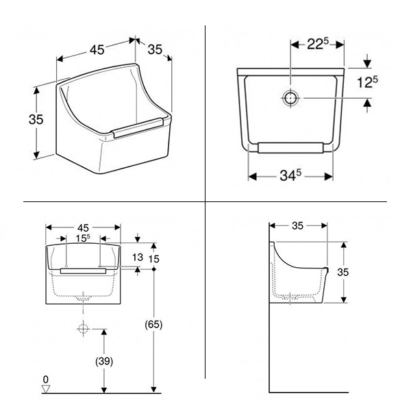 Geberit 300 Norma gootsteen 45cm