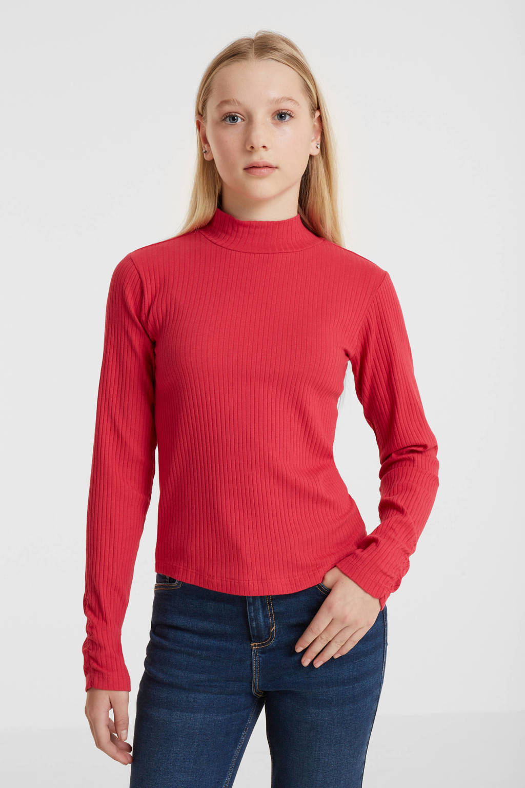 anytime ribgebreide longsleeve roze