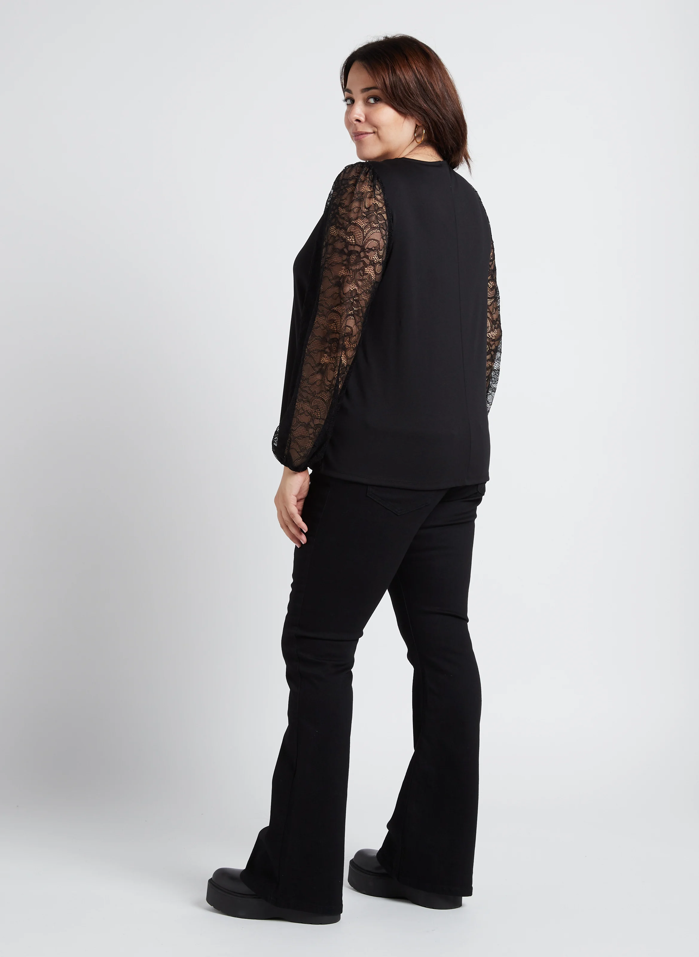 Jean boot-cut en coton mélangé | Noir