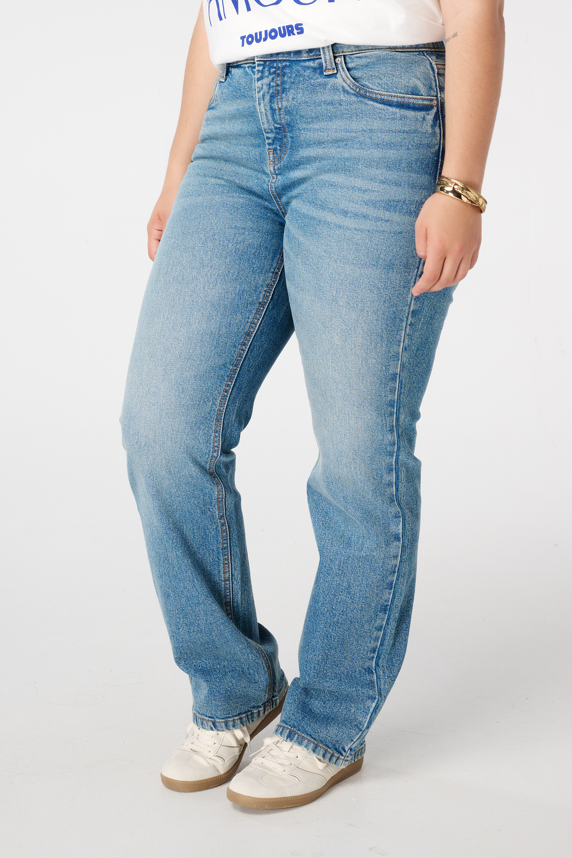 Straight leg jeans met mid waist Stonewash Denim